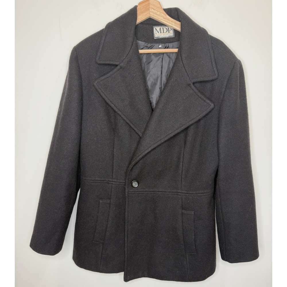 Vintage Mario De Pinto Wool Peacoat Jacket Womens M Black‎ Single Button Office